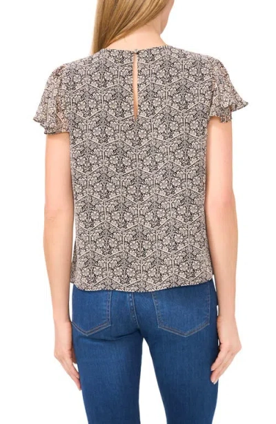 Cece Floral Flutter Sleeve Top