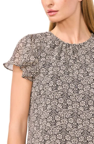 Cece Floral Flutter Sleeve Top