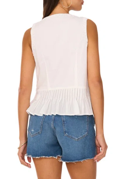 Vince Camuto Pintuck Peplum Sleeveless Button-up Top