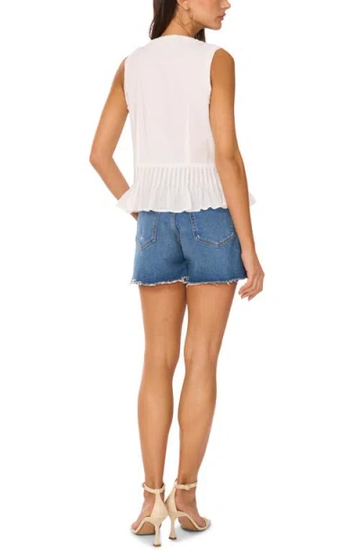 Vince Camuto Pintuck Peplum Sleeveless Button-up Top