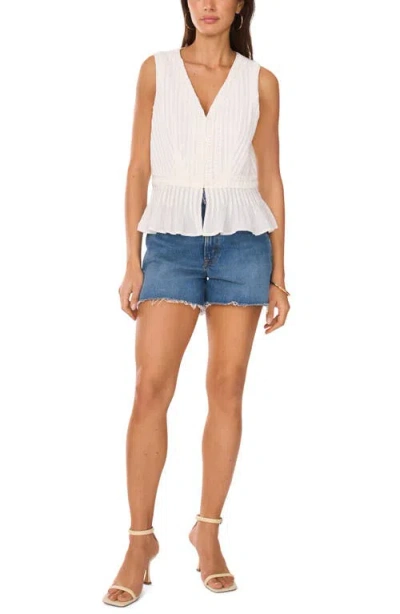 Vince Camuto Pintuck Peplum Sleeveless Button-up Top