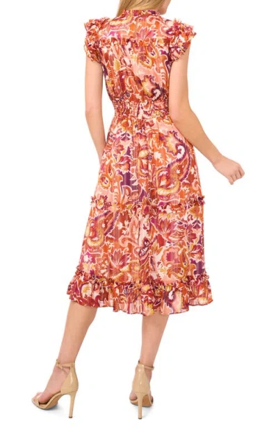 Cece Flutter Sleeve Smocked Waist Midi Dress