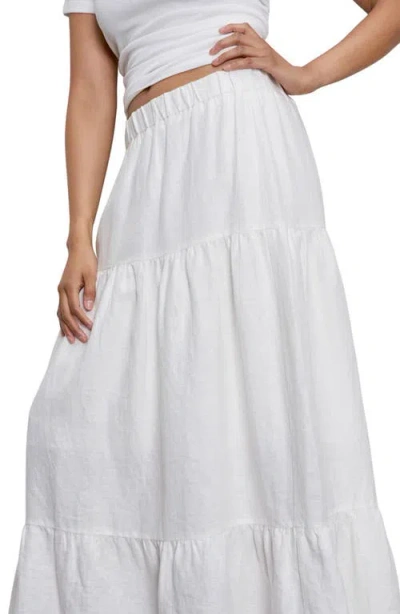 Sanctuary The Prairie Tiered Linen Maxi Skirt In White