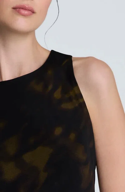 Kenneth Cole Sandra Side Ruched Asymmetrical Mesh Tank Dress