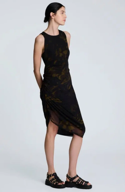 Kenneth Cole Sandra Side Ruched Asymmetrical Mesh Tank Dress