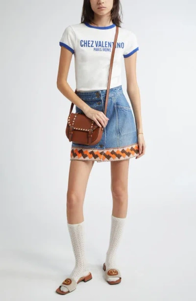 Valentino Garavani Denim Mini Skirt With Jacquard Trim