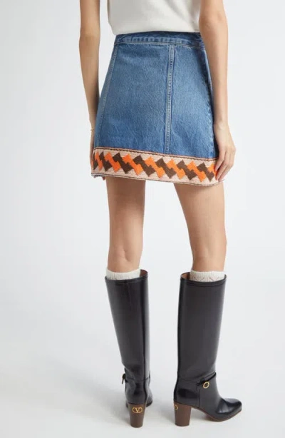 Valentino Garavani Denim Mini Skirt With Jacquard Trim