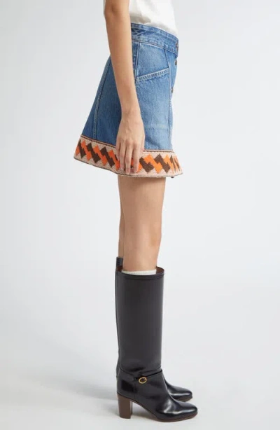 Valentino Garavani Denim Mini Skirt With Jacquard Trim
