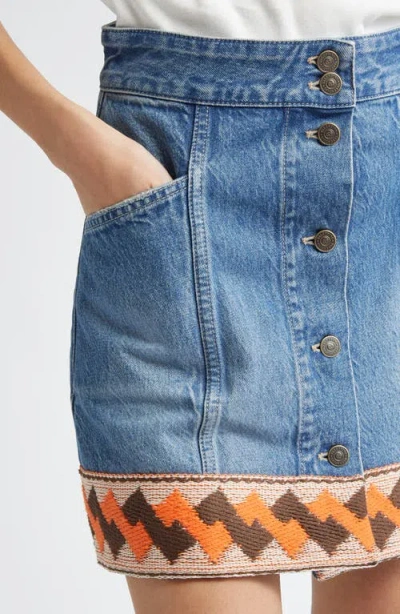 Valentino Garavani Denim Mini Skirt With Jacquard Trim