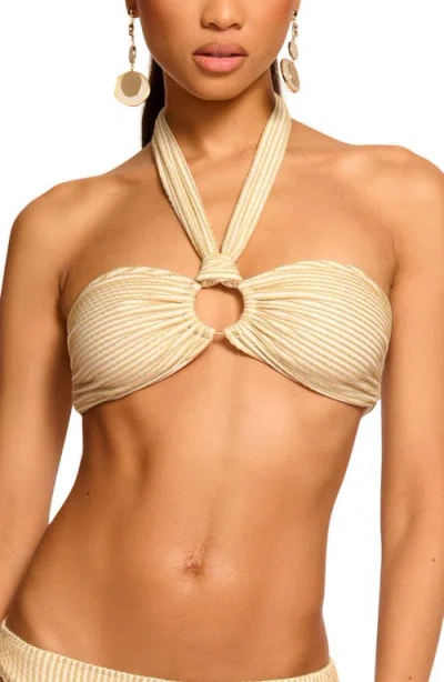 Ramy Brook Sparkle Scalloped Mari Halter Bikini Top