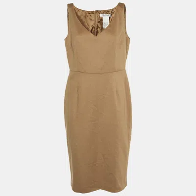 Pre-owned Max Mara Light Brown Camel Hair Sleeveless Sheath Dress L