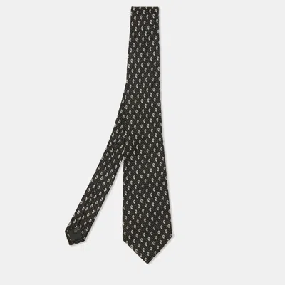 Pre-owned Ermenegildo Zegna Black Paisley Pattern Silk Tie