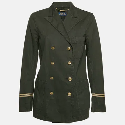 Pre-owned Polo Ralph Lauren Black Denim Peak Lapel Captain Jacket L