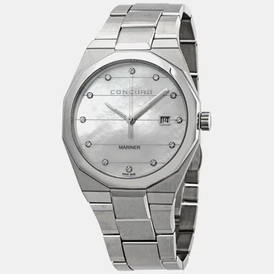 Pre-owned Concord White Mop Diamond Stainless Steel Mariner 0320263 Quartz Men's Wristwatch 41 Mm