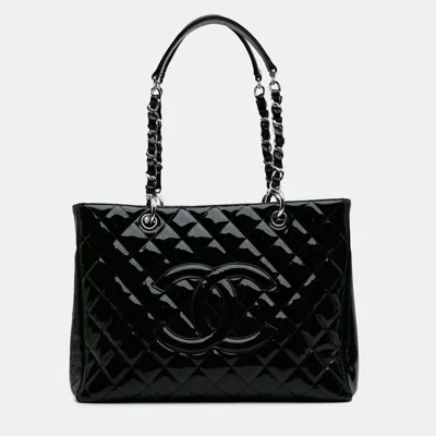 Pre-owned Chanel Black Patent Grand Shopping Tote
