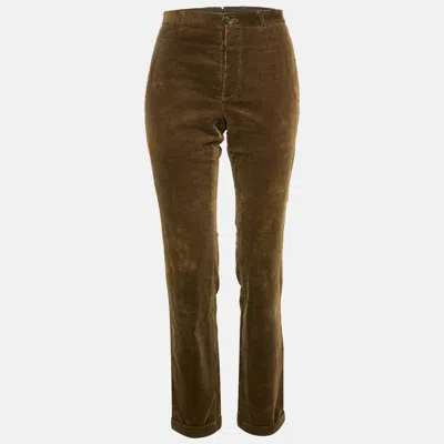 Pre-owned Burberry Prorsum Khaki Green Corduroy Pants M