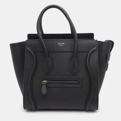 Pre-owned Celine Black Leather Luggage Micro Tote Bag