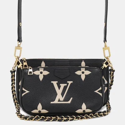 Pre-owned Louis Vuitton Black/cream Monogram Empreinte Leather Multi Pochette Accessoires In Sand