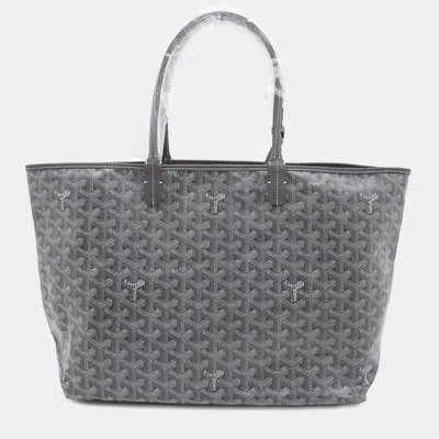 Pre-owned Goyard Grey Coated Canvas Leather Saint Louis Pm Tote Bag In Gray
