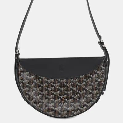 Pre-owned Goyard Black Pvc Coated Canvas Leather Hirondelle Shoulder Bag