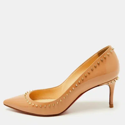 Pre-owned Christian Louboutin Beige Patent Leather Anjalina Pumps Size 35.5