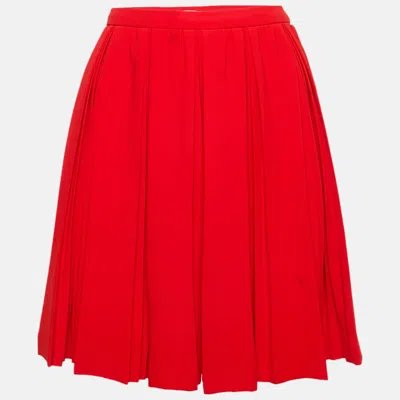 Pre-owned Miu Miu Red Crepe Pleated Mini Skirt M