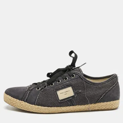 Pre-owned Dolce & Gabbana Navy Blue Canvas Lace Up Espadrille Size 41.5