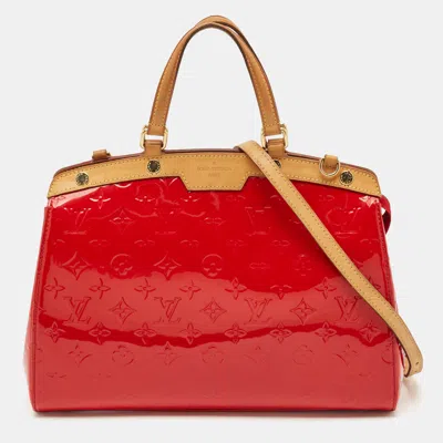 Pre-owned Louis Vuitton Rouge Grenadine Monogram Vernis Brea Mm Bag In Red