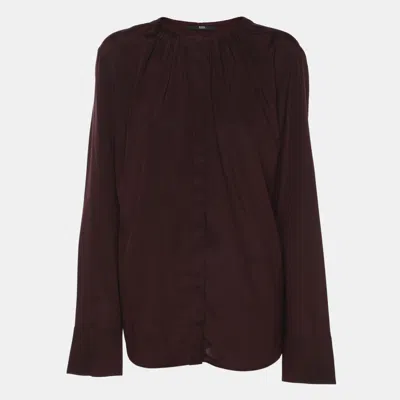 Pre-owned Boss By Hugo Boss Dark Burgundy Satin Long Sleeve Shirt L