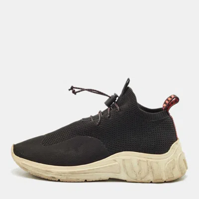 Pre-owned Miu Miu Black Knit Fabric Low Top Sneakers Size 39