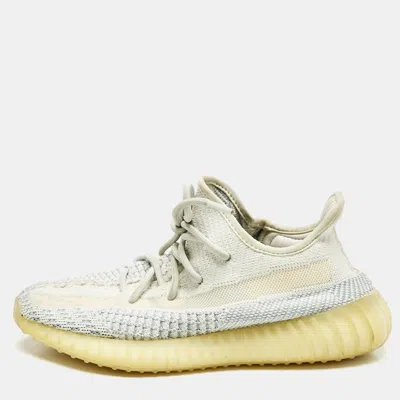 Pre-owned Yeezy X Adidas Blue/white Knit Fabric Boost 350 V2 Cloud White Non-reflective Sneakers 39 1/3