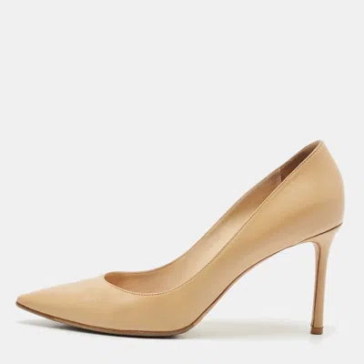 Pre-owned Jimmy Choo Beige Leather Romy Pointed Toe Pumps Size 40 In Sand