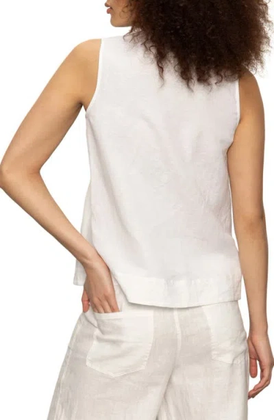 Sanctuary The Harmony Pintuck Pleat Linen Blend Tank In White