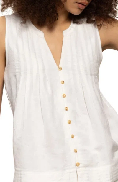 Sanctuary The Harmony Pintuck Pleat Linen Blend Tank In White