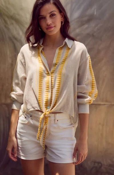 Next Tie Front Jacquard Shirt