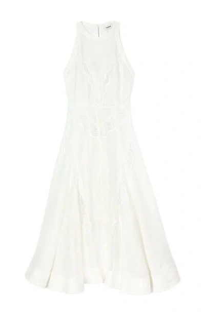 Sandro Womens Naturels Sleeveless Lace-trim Linen-blend Maxi Dress