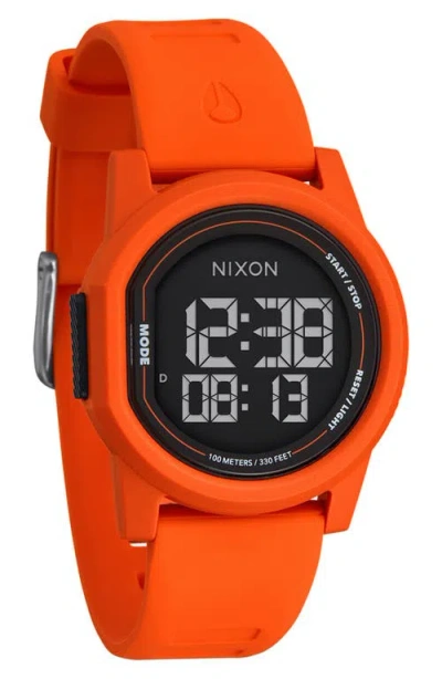 Nixon Disk Chronograph Rubber Strap Watch, 39mm In Orange
