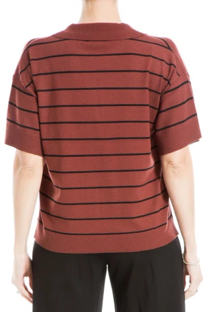 Max Studio Johnny Collar Stripe Knit Polo Sweater