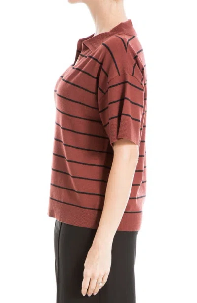 Max Studio Johnny Collar Stripe Knit Polo Sweater