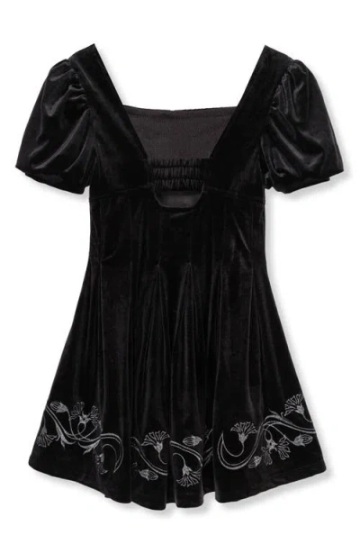 Habitual Kids Kids' Embroidered Puff Sleeve Velvet Dress