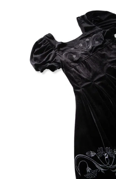 Habitual Kids Kids' Embroidered Puff Sleeve Velvet Dress