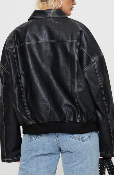 Princess Polly Kingley Oversize Faux Leather Bomber Jacket