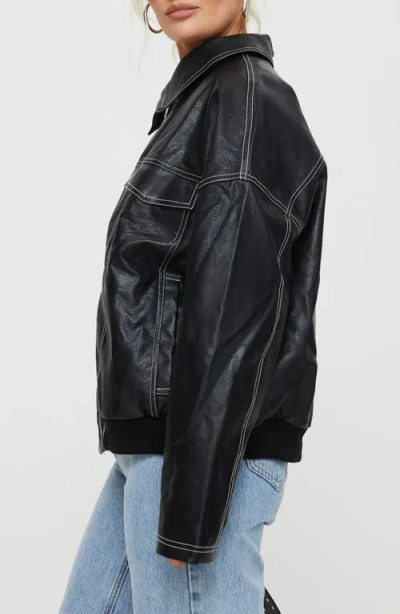 Princess Polly Kingley Oversize Faux Leather Bomber Jacket