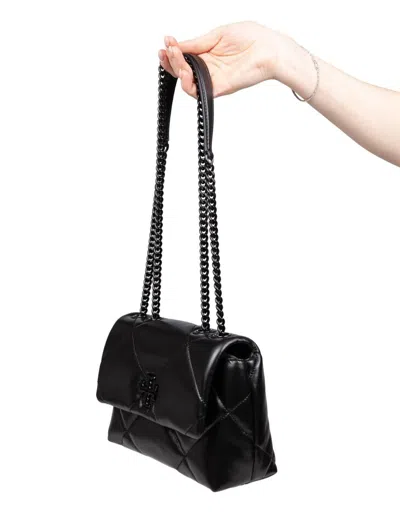 Tory Burch Kira Diamond Leather Shoulder Bag In Black