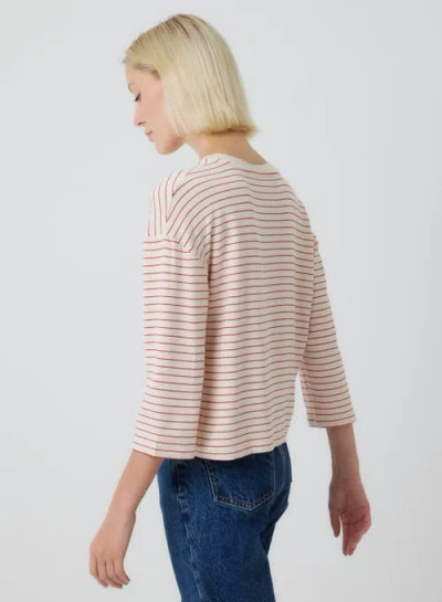 Majestic Filatures French Terry Novelty Stripe Three-quarter Sleeve Crewneck