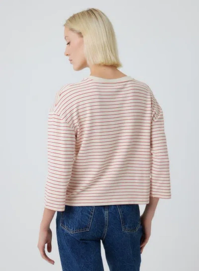 Majestic Filatures French Terry Novelty Stripe Three-quarter Sleeve Crewneck