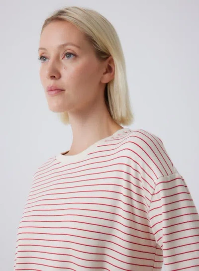 Majestic Filatures French Terry Novelty Stripe Three-quarter Sleeve Crewneck