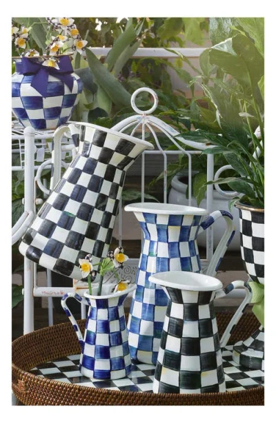 Mackenzie-childs Mackenzie Childs Courtly Check Medium Enameled Steel Practical Pitcher In Black