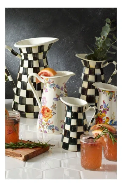 Mackenzie-childs Mackenzie Childs Courtly Check Medium Enameled Steel Practical Pitcher In Black