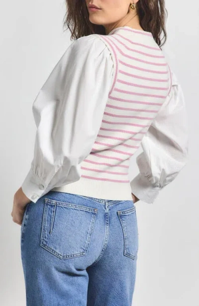Derek Lam 10 Crosby Tirza Mixed Media Top In Venetian Pink